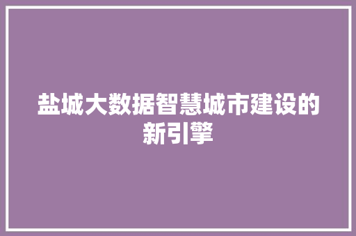 盐城大数据智慧城市建设的新引擎 盐城大数据智慧城市建设的新引擎