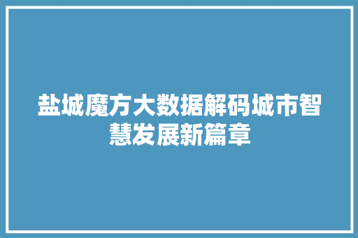 盐城魔方大数据解码城市智慧发展新篇章 盐城魔方大数据解码城市智慧发展新篇章