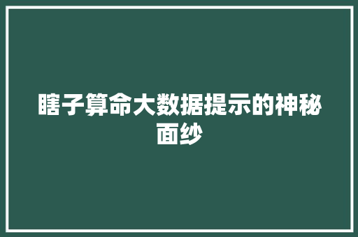 瞎子算命大数据提示的神秘面纱