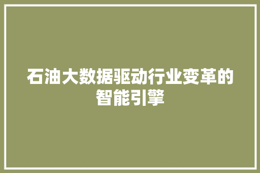 石油大数据驱动行业变革的智能引擎