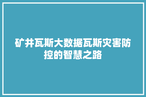 矿井瓦斯大数据瓦斯灾害防控的智慧之路