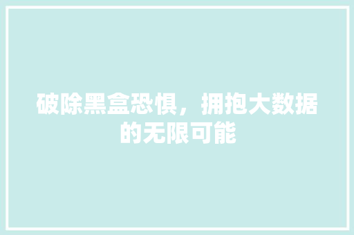 破除黑盒恐惧，拥抱大数据的无限可能