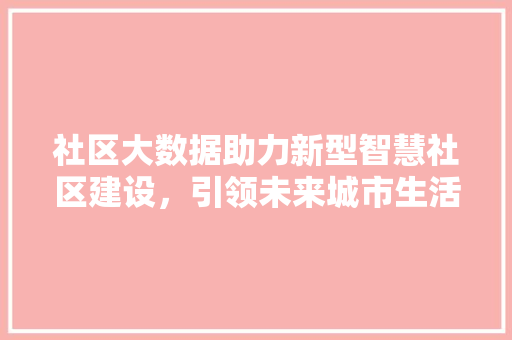 社区大数据助力新型智慧社区建设，引领未来城市生活方式