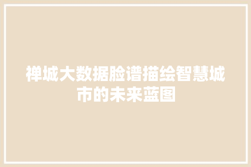 禅城大数据脸谱描绘智慧城市的未来蓝图