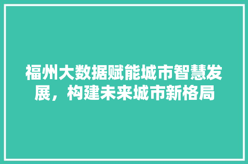 福州大数据赋能城市智慧发展,构建未来城市新格局 福州大数据赋能城市智慧发展,构建未来城市新格局