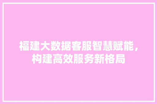 福建大数据客服智慧赋能,构建高效服务新格局 福建大数据客服智慧赋能,构建高效服务新格局