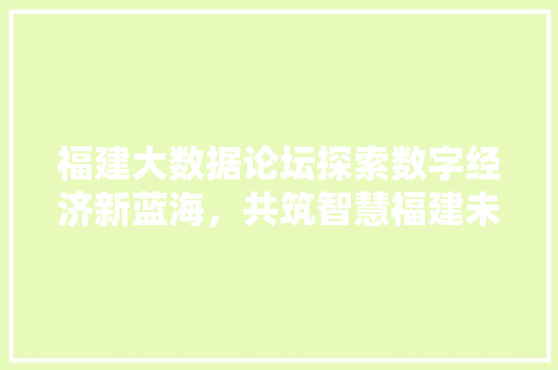 福建大数据论坛探索数字经济新蓝海,共筑智慧福建未来 福建大数据论坛探索数字经济新蓝海,共筑智慧福建未来