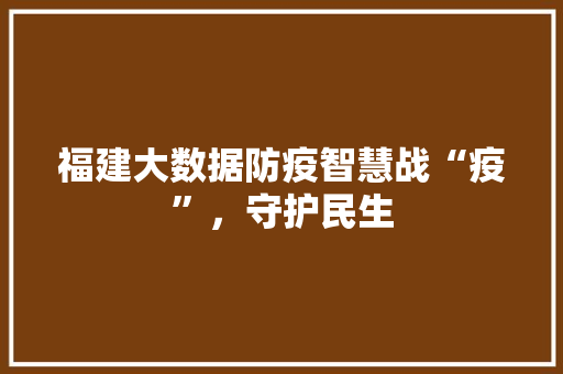 福建大数据防疫智慧战“疫”,守护民生 福建大数据防疫智慧战“疫”,守护民生
