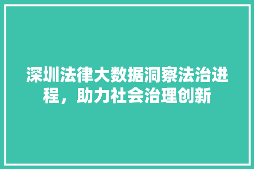 深圳法律大数据洞察法治进程,助力社会治理创新 深圳法律大数据洞察法治进程,助力社会治理创新