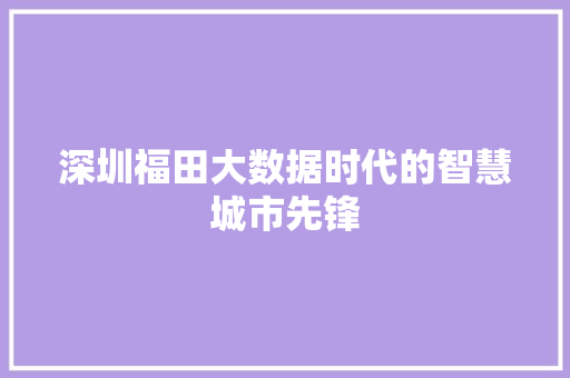 深圳福田大数据时代的智慧城市先锋 深圳福田大数据时代的智慧城市先锋