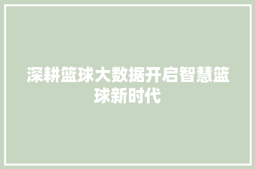深耕篮球大数据开启智慧篮球新时代