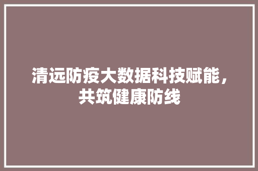 清远防疫大数据科技赋能，共筑健康防线