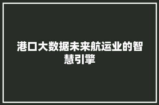 港口大数据未来航运业的智慧引擎 港口大数据未来航运业的智慧引擎
