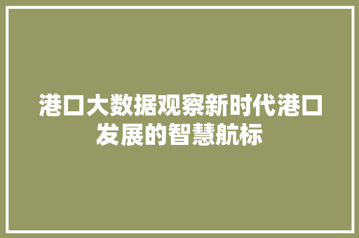 港口大数据观察新时代港口发展的智慧航标