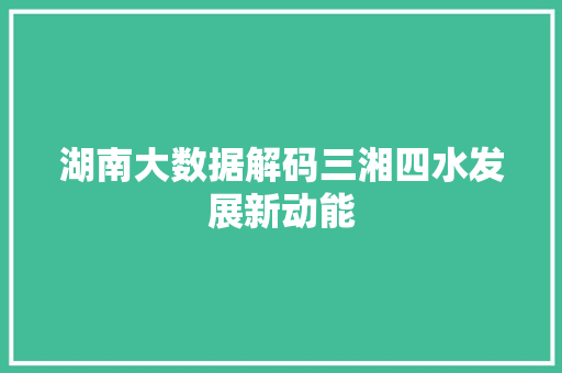 湖南大数据解码三湘四水发展新动能