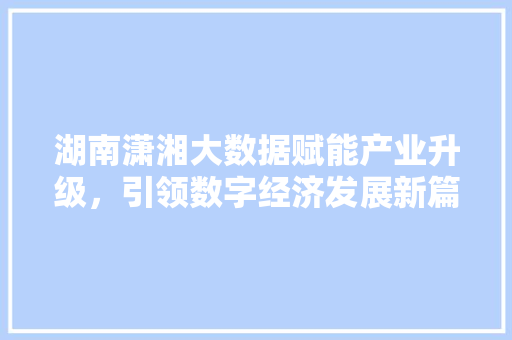 湖南潇湘大数据赋能产业升级，引领数字经济发展新篇章