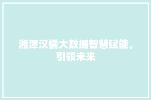 湘潭汉儒大数据智慧赋能，引领未来