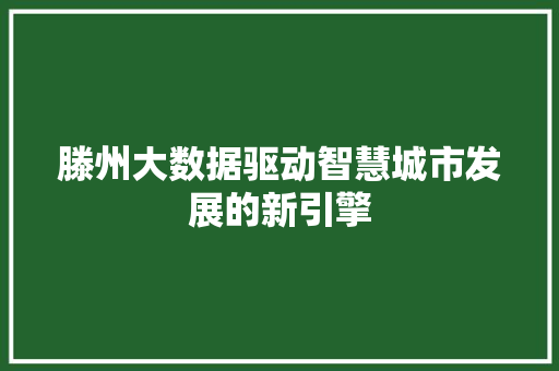 滕州大数据驱动智慧城市发展的新引擎