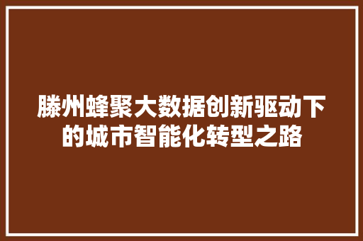 滕州蜂聚大数据创新驱动下的城市智能化转型之路 滕州蜂聚大数据创新驱动下的城市智能化转型之路