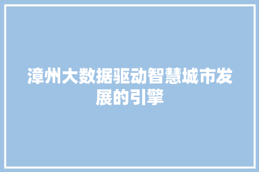 漳州大数据驱动智慧城市发展的引擎