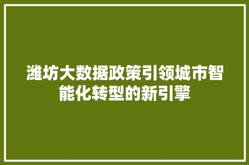 潍坊大数据政策引领城市智能化转型的新引擎 潍坊大数据政策引领城市智能化转型的新引擎