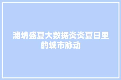 潍坊盛夏大数据炎炎夏日里的城市脉动