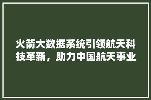 火箭大数据系统引领航天科技革新，助力中国航天事业腾飞