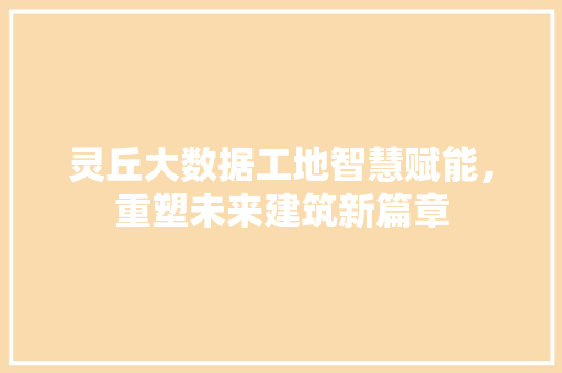 灵丘大数据工地智慧赋能，重塑未来建筑新篇章