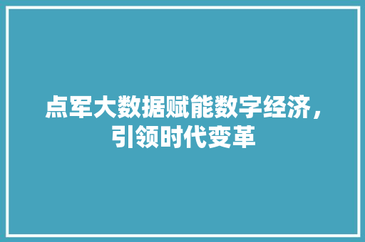 点军大数据赋能数字经济，引领时代变革
