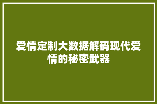 爱情定制大数据解码现代爱情的秘密武器