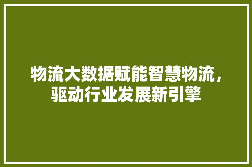 物流大数据赋能智慧物流，驱动行业发展新引擎
