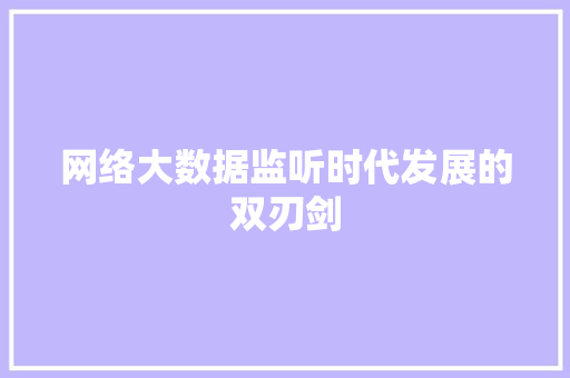 网络大数据监听时代发展的双刃剑