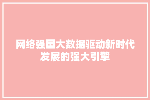 网络强国大数据驱动新时代发展的强大引擎