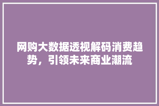 网购大数据透视解码消费趋势，引领未来商业潮流