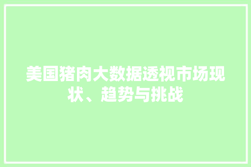 美国猪肉大数据透视市场现状、趋势与挑战