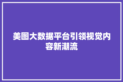 美图大数据平台引领视觉内容新潮流