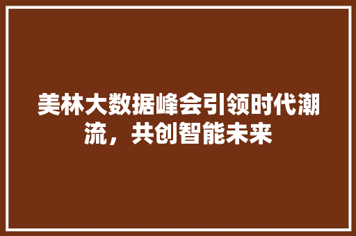 美林大数据峰会引领时代潮流，共创智能未来