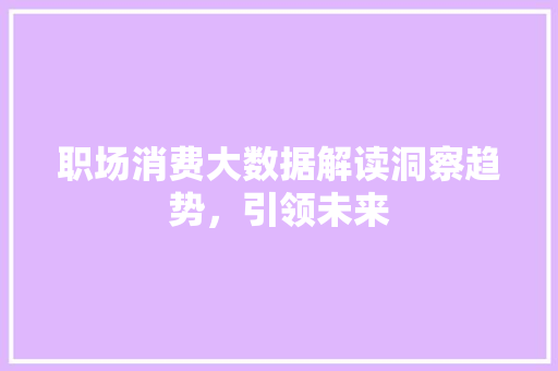 职场消费大数据解读洞察趋势，引领未来