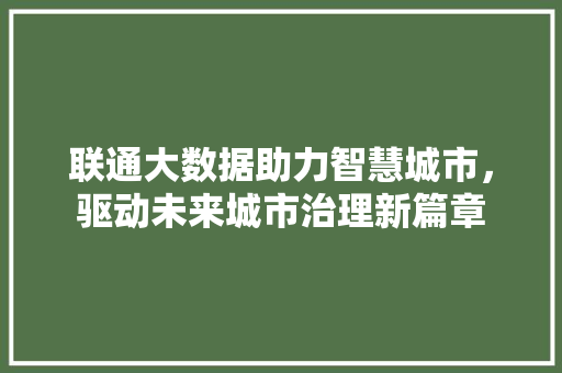 联通大数据助力智慧城市，驱动未来城市治理新篇章