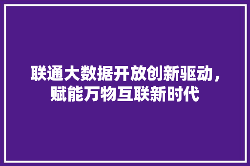 联通大数据开放创新驱动，赋能万物互联新时代