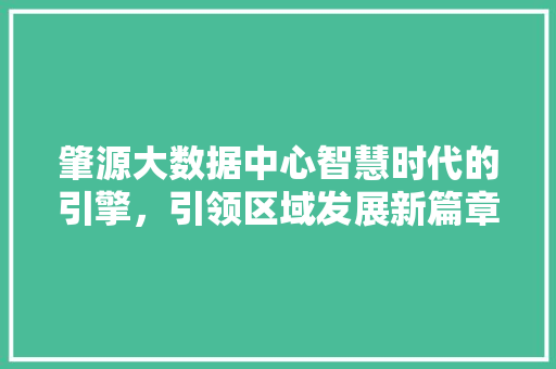 肇源大数据中心智慧时代的引擎,引领区域发展新篇章 肇源大数据中心智慧时代的引擎,引领区域发展新篇章
