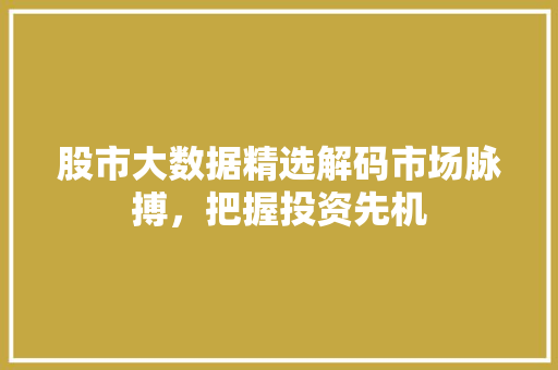 股市大数据精选解码市场脉搏，把握投资先机