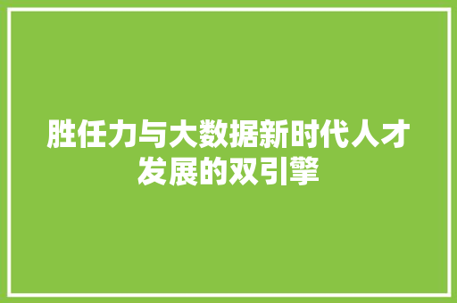 胜任力与大数据新时代人才发展的双引擎