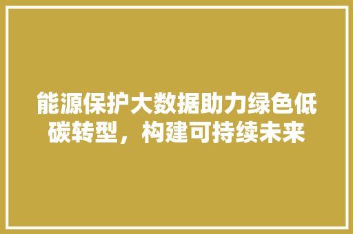 能源保护大数据助力绿色低碳转型，构建可持续未来