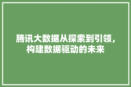 腾讯大数据从探索到引领，构建数据驱动的未来