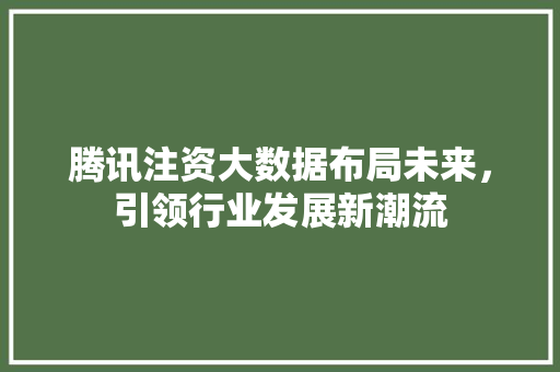 腾讯注资大数据布局未来，引领行业发展新潮流