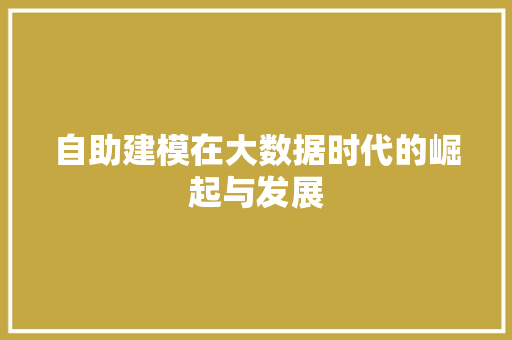 自助建模在大数据时代的崛起与发展 操作系统