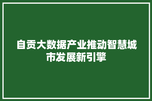 自贡大数据产业推动智慧城市发展新引擎 电脑配置