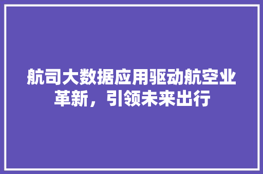 航司大数据应用驱动航空业革新,引领未来出行 航司大数据应用驱动航空业革新,引领未来出行