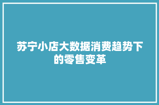 苏宁小店大数据消费趋势下的零售变革